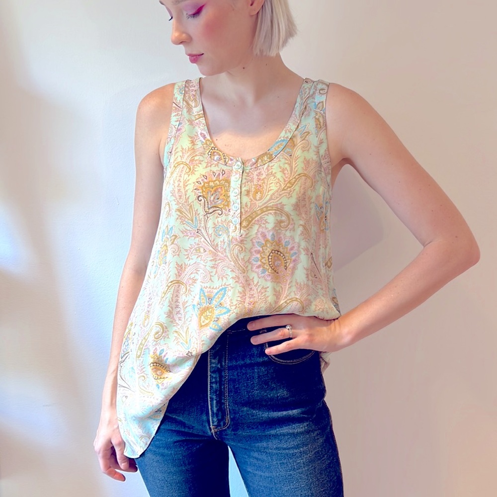 DREW 100% Silk Paisley Top